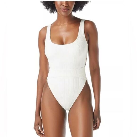 VINCE CAMUTO Ribbed High-Leg CutOut One-Piece Swimsuit Ripple Effect New Size 4 - Picture 2 of 11